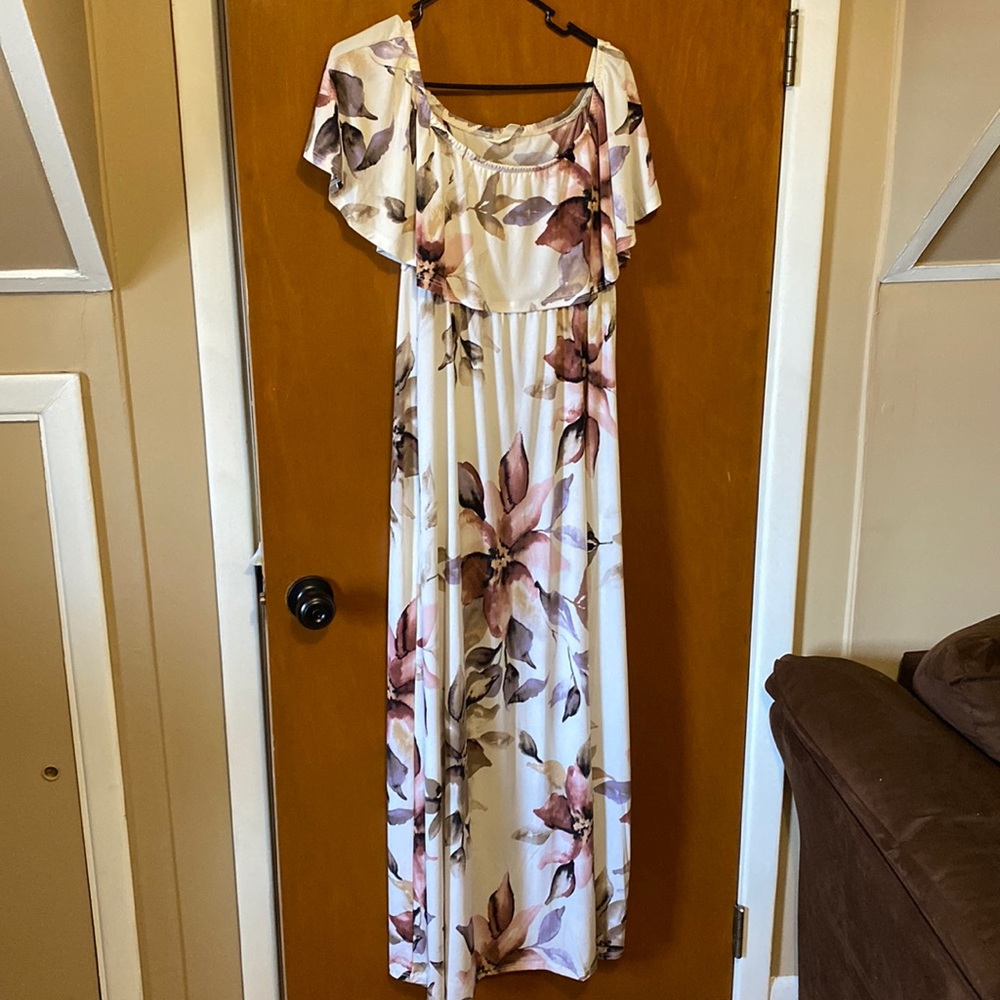 Maternity off shoulder maxi dress